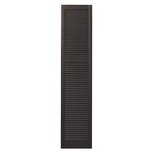 15 in. x 67 in. Cottage Style Open Louvered Polypropylene Shutters Pair in Brown