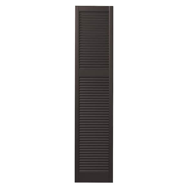 Ply Gem 15 in. x 67 in. Cottage Style Open Louvered Polypropylene Shutters Pair in Brown