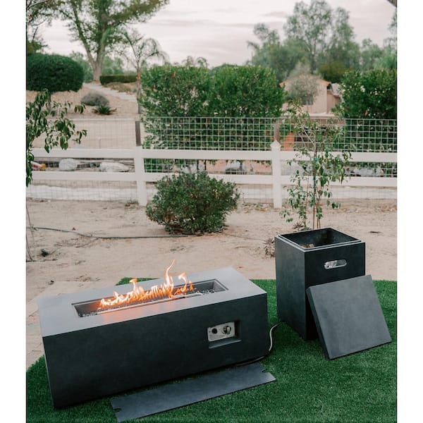 Kante 42 In W X 15 4 H Outdoor, Rectangular Concrete Fire Pit Patio