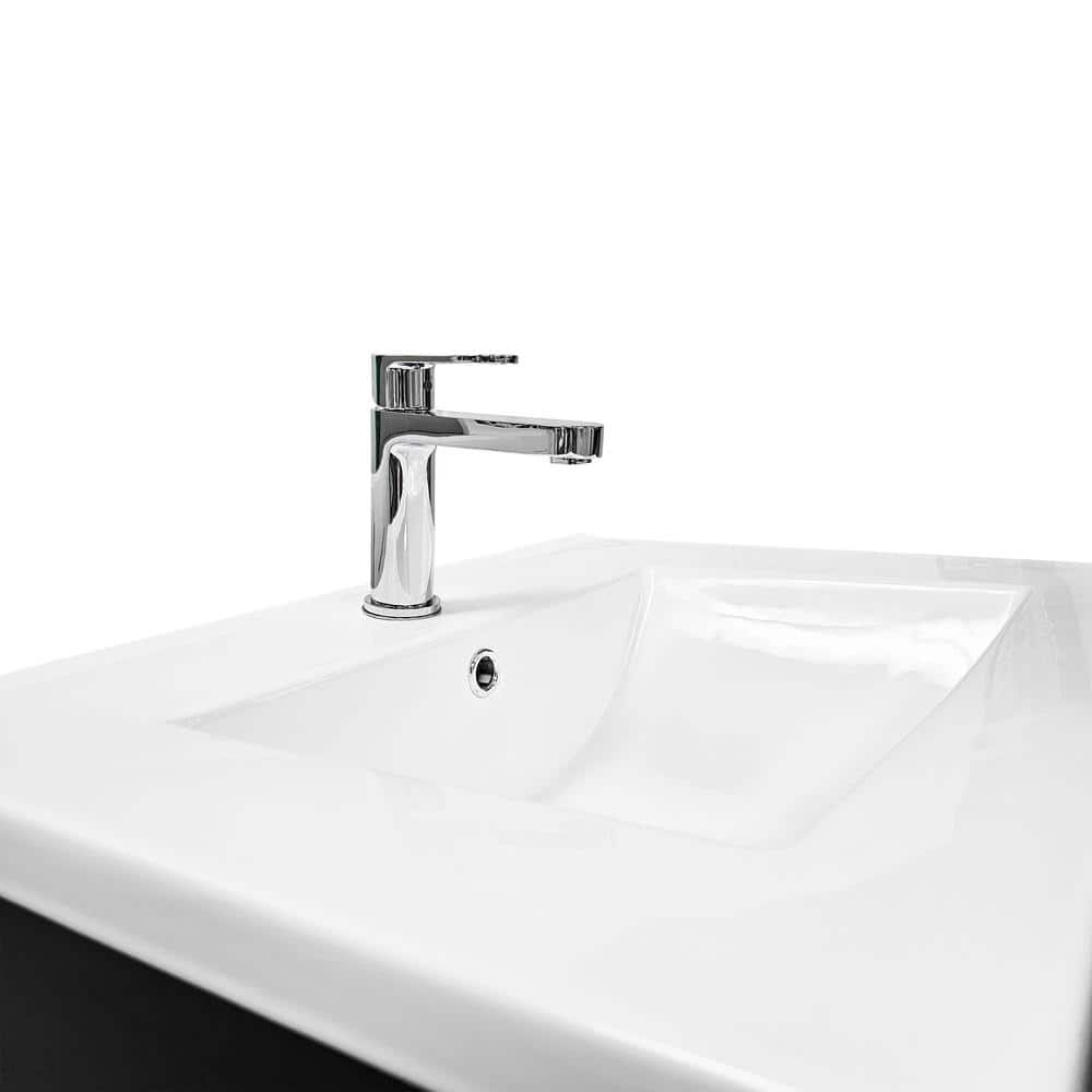 Trenta 24" Black PVC Freestanding Bathroom Vanity with White Ceramic Top