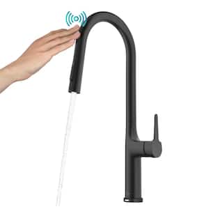 Oletto Single Handle Touch Pull Down Sprayer Kitchen Faucet in Matte Black