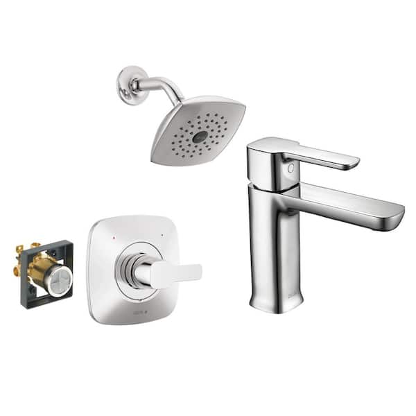 Delta Modern 1-Spray Shower Faucet with Single Handle Single Hole Bathroom Faucet in Chrome