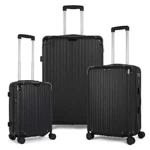 Grand Creek Nested Hardside Luggage Set in Luxury Black, 3 Piece - TSA Compliant