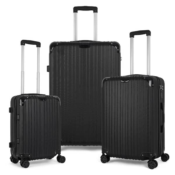 HIKOLAYAE Grand Creek Nested Hardside Luggage Set in Luxury Black, 3 Piece - TSA Compliant