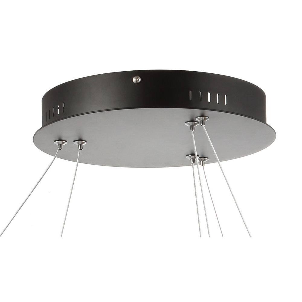 Brice 24" Matte Black Chrome-Lined Modern LED Pendant Chandelier