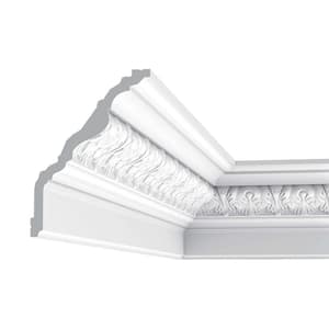 6-7/8 in. x 5-1/8 in. x 78-3/4 in. Acanthus Leaves and Beads Primed White Polyurethane Crown Moulding