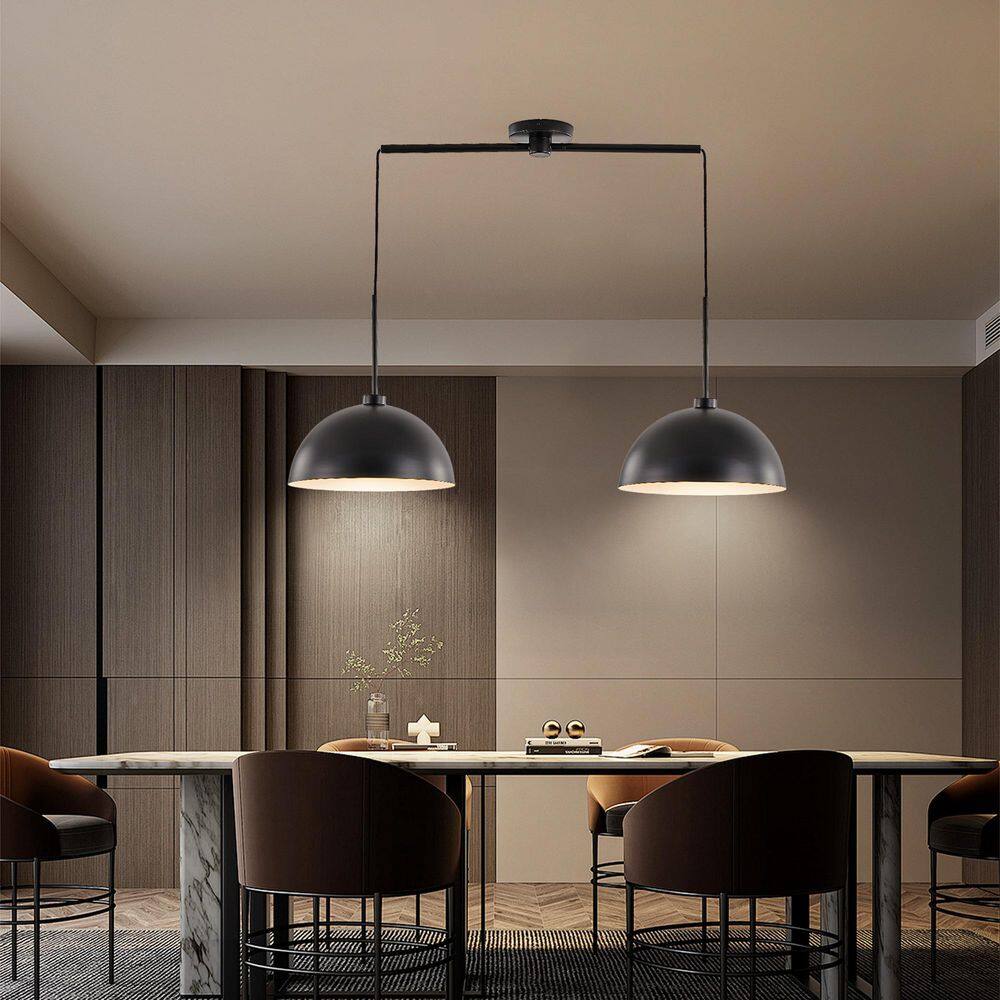 2-Light Matte Black Industrial Linear Pendant Chandelier for Dining Room with No Bulbs Included price history on PriceWatchPro