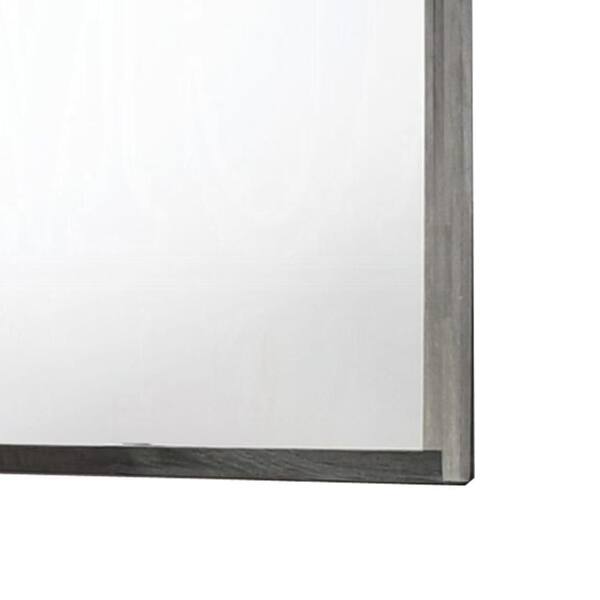 Benjara Joho Gray 1 in. W x 38 in. H Rectangle Wood Framed Mirror