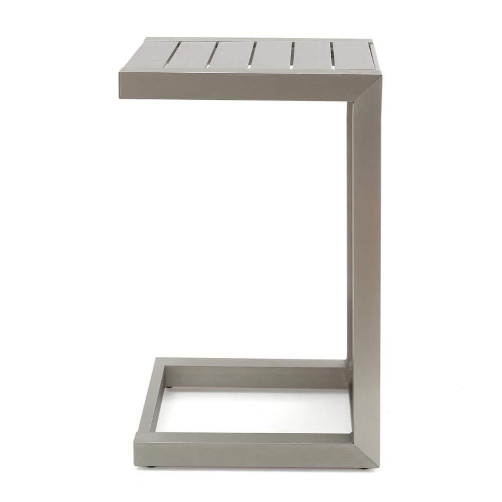 C-Shaped Outdoor Side Table with Aluminum Frame, Modern Patio End Table for Lounge Chairs, Poolside & Backyard Use price history on PriceWatchPro