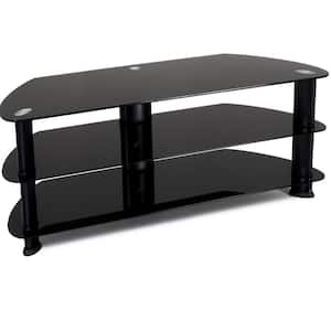 Laguna 55 in. Satin Black Metal TV Stand Fits TVs Up to 60 in. with Cable Management