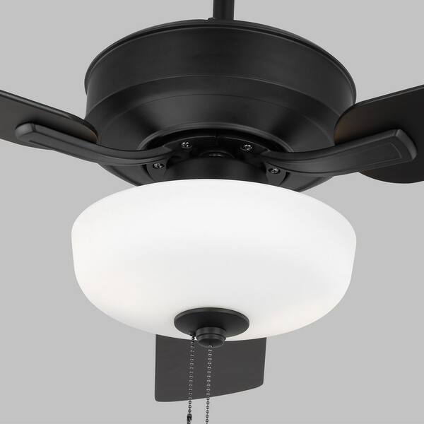 Generation Lighting - Linden 48 in. Transitional Indoor Midnight Black Ceiling Fan with Black Blades, Pull Chain and LED Light Kit
