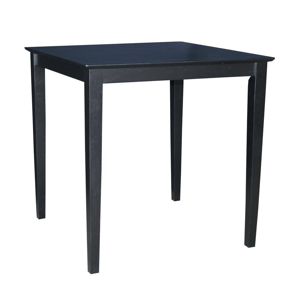 Black Solid Wood Counter Height Dining Set with 4 Chairs
