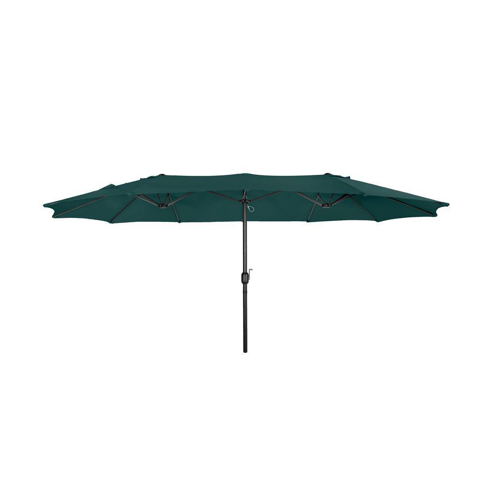 Dark Green 15 ft Double-Sided Outdoor Patio Umbrella with Steel Pole