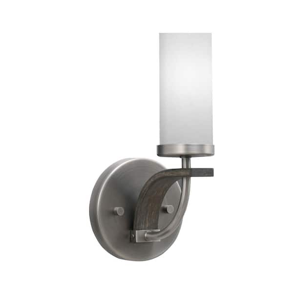 Unbranded Wensley 1-Light Graphite and Painted Distressed Wood-look Metal Wall Sconce