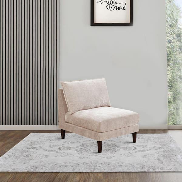 Benjara Blush Pink Fabric Upholstery Sofa Armless Chair with