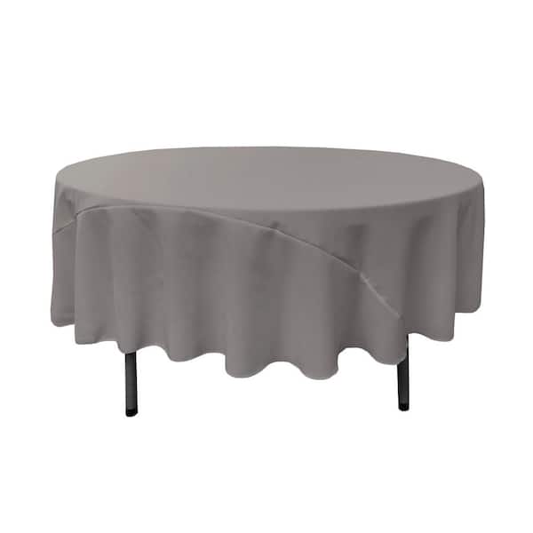 LA Linen 90 in. Dark Gray Polyester Poplin Round Tablecloth