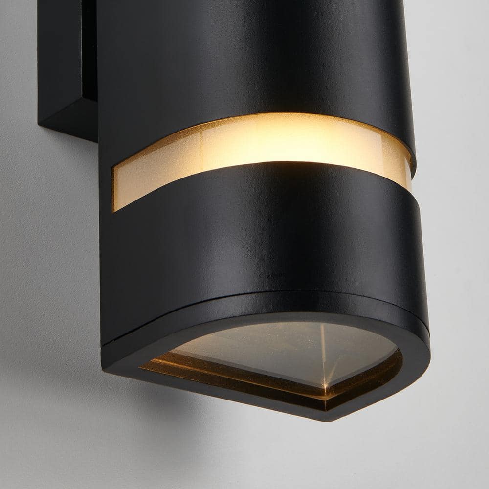 Black Stainless Steel Medium Cylinder Outdoor Sconce