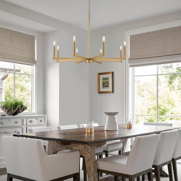 Galea 8-Light Linear Candle Style Classic Gold Chandelier