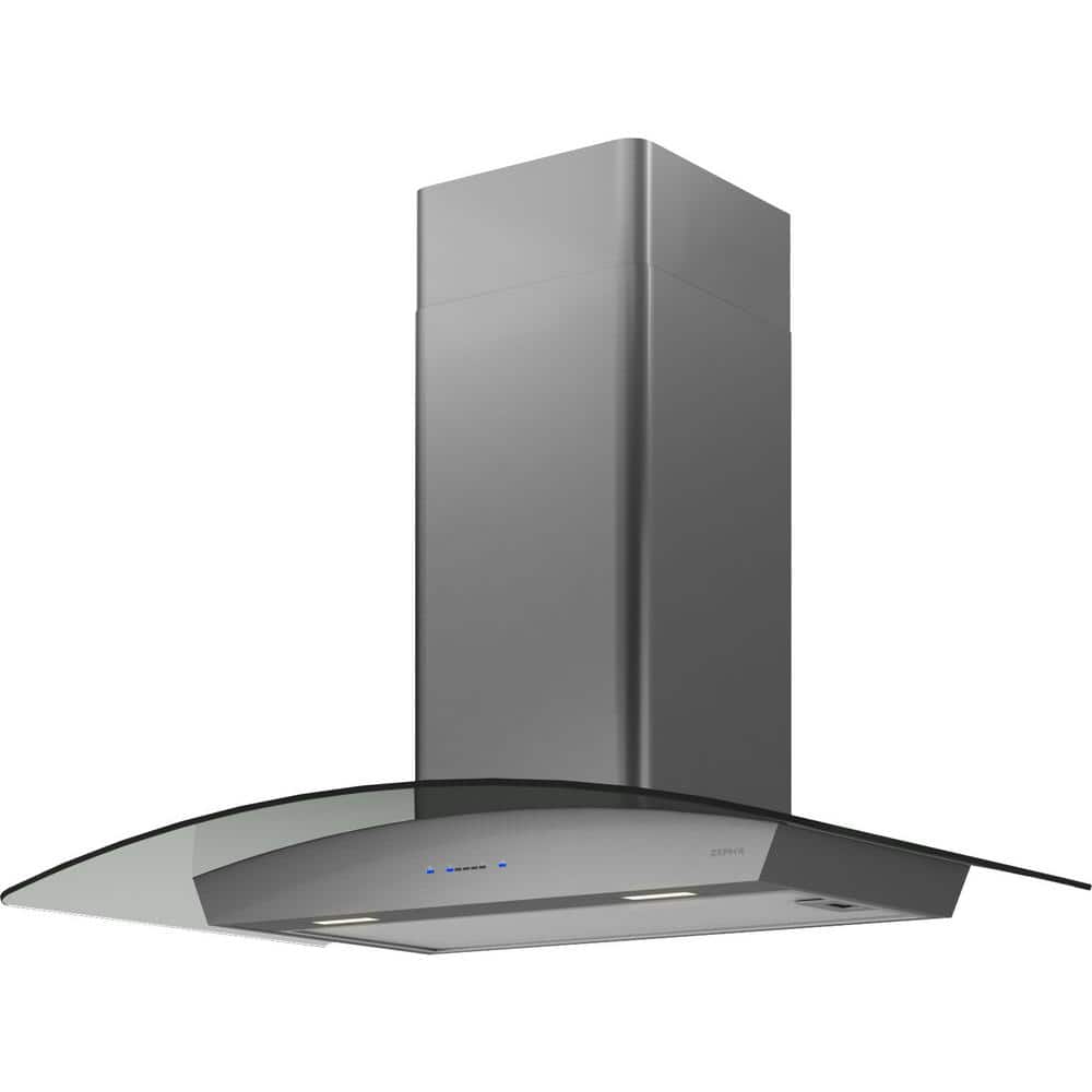 30" Black Stainless Steel Wall Mounted Range Hood with Glass Canopy
