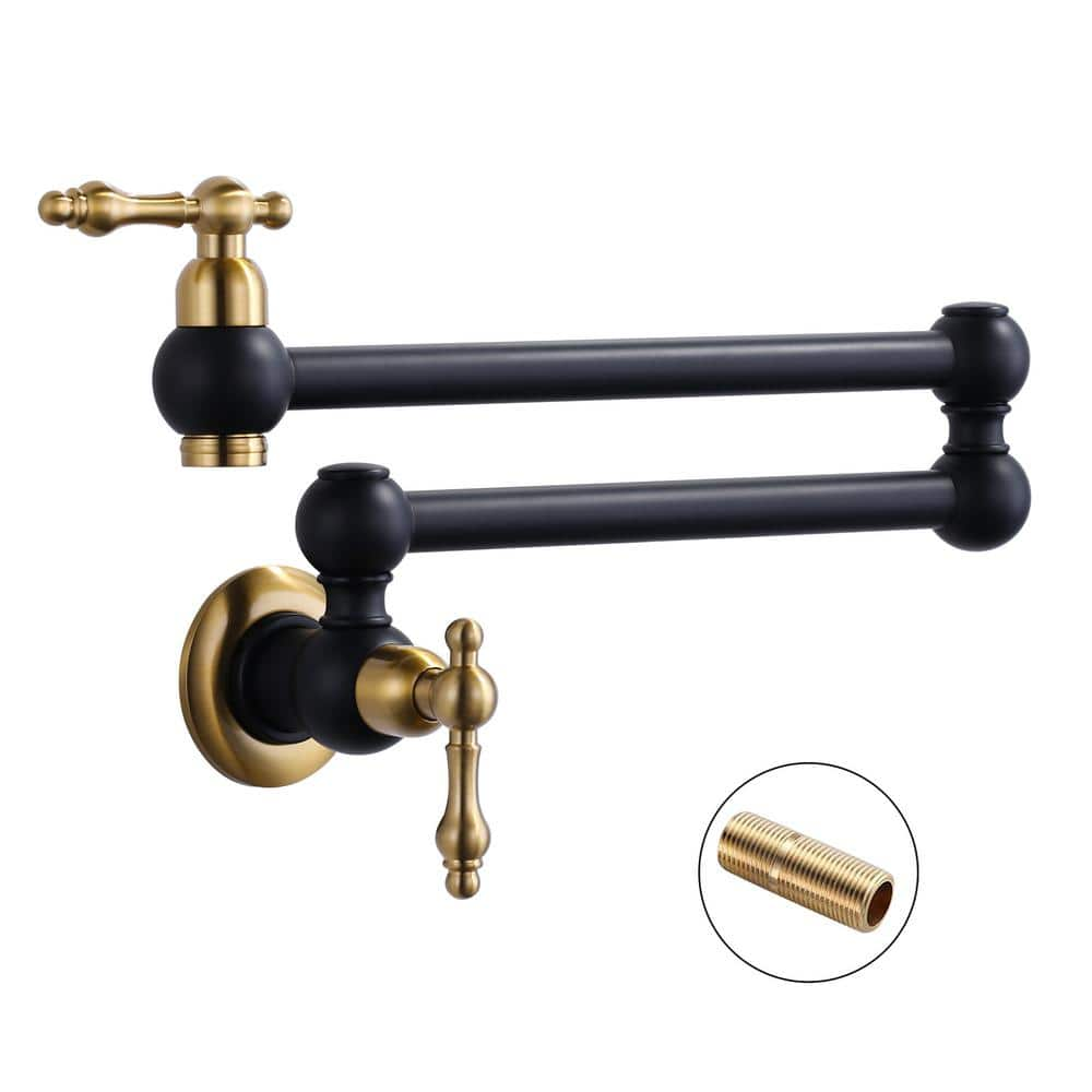 Iviga Brass Wall Mount Pot Filler With 2 Aerators And Brass Valve Double Handle Single Hole 0551