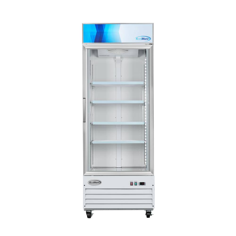 Koolmore 31 in. 23 cu. Ft. Auto / Cycle Defrost One Door Commercial Display Upright Freezer in White