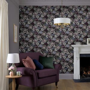 Honnington Peonies Blackberry Purple Removable Wallpaper Sample