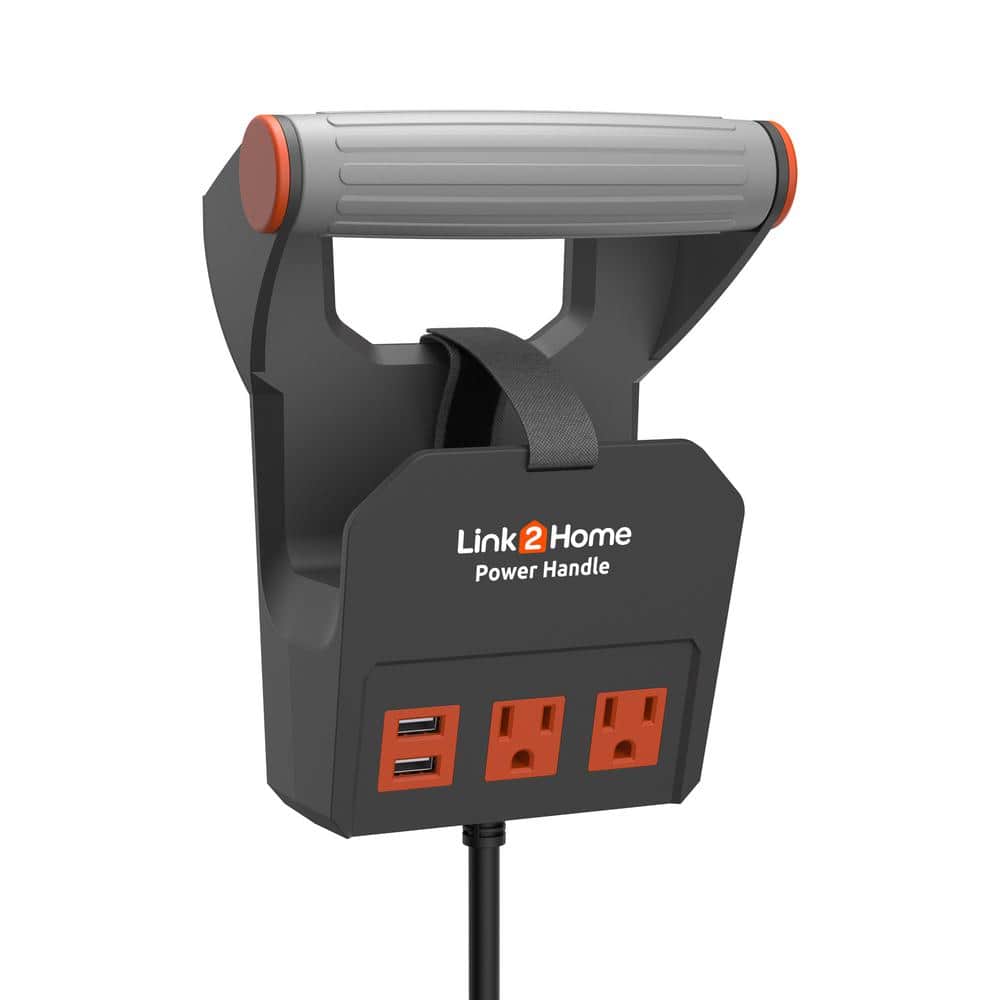 Link2Home EM-PH-2014E Power Handle Extension Cord, 20 ft. 14 AWG, 2-Outlets 15 Amp, 2 USB Ports (3.1 Amp), Cord Management Power Handle Extension Cord, 20 ft. 14 AWG, 2-Outlets 15 Amp, 2 USB Ports (3.1 Amp), Cord Management - 2