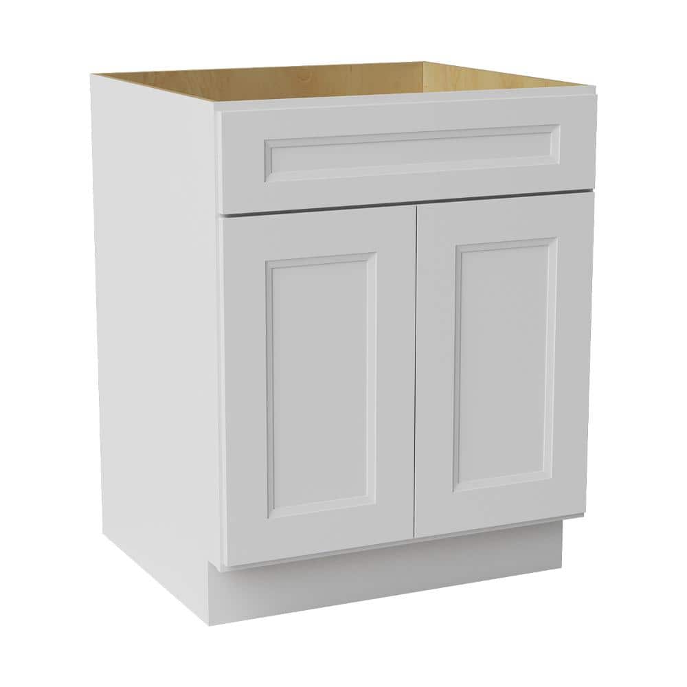 27 in. W x 24 in. D x 34.5 in. H Ready to Assemble Double Shaker Base Kitchen Cabinet in Newport White price history on PriceWatchPro