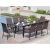 PHI VILLA 9-Piece Metal Patio Outdoor Dining Set with Expandable Table ...