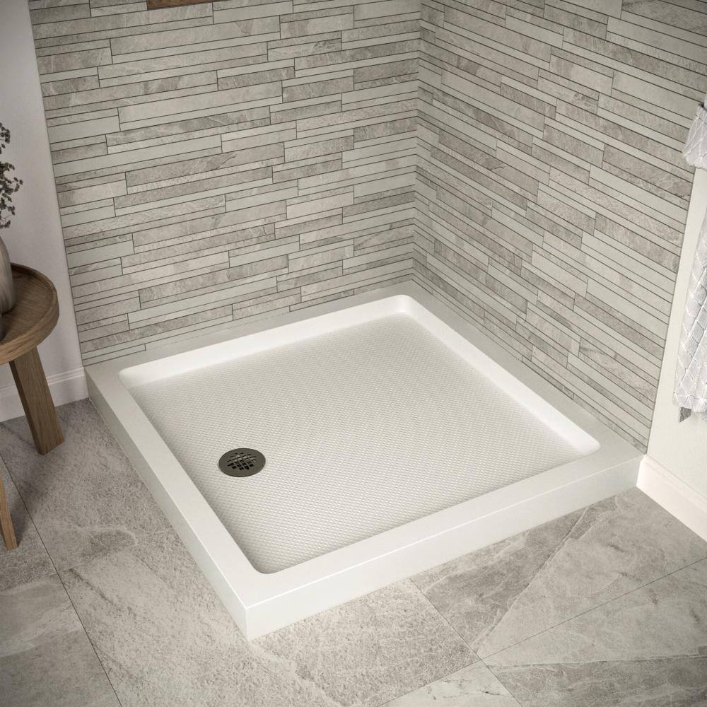 Streamline 36" White Acrylic Corner Shower Base with ABS Drain