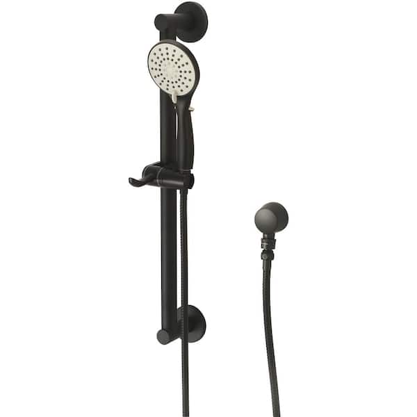 OLYMPIA 3-Spray Wall Mount Handheld Shower Head 1.75 GPM with Grab Bar in Matte Black