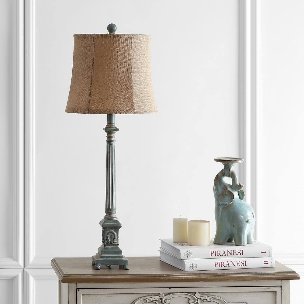 Antique Blue and Brown Traditional Table Lamp Set