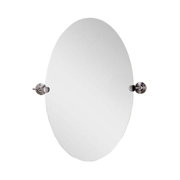 Deco Mirror 28 in. L x 22 in. W Polished Edge Oval Chrome Swivel Mirror