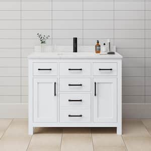 Beckett 42 in. W x 22 in. D x 35 in. H Single Sink Bath Vanity in White with Carrara Cultured Marble Top