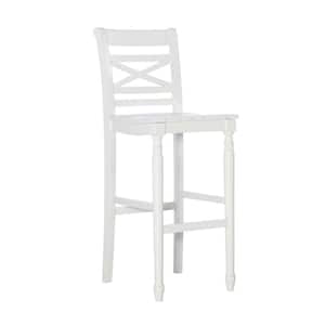 Primark White Barstool with Plank Style Seat and Tall Back