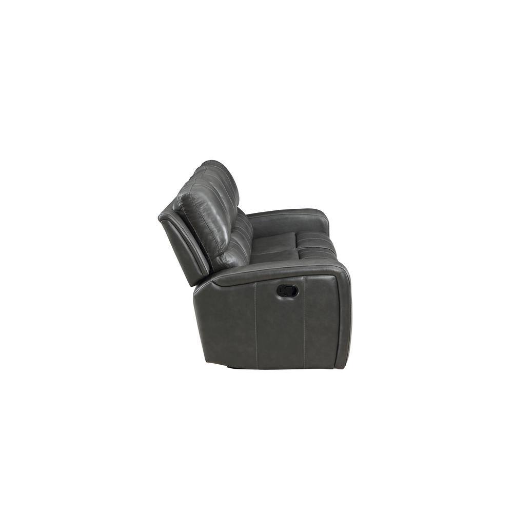 Dark Gray Leather Reclining Sofa with Track Arms