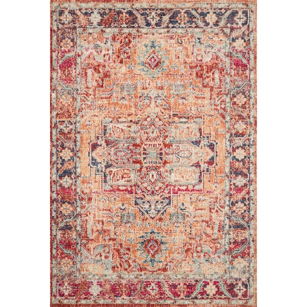 LOLOI II Nour Lava/Navy 9 ft. x 13 ft. 3 in. Transitional Polypropylene Area Rug