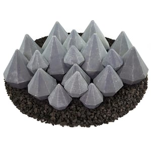Ceramic Fire Diamonds in Light Gray Mixed in Other Fire Pit and Fireplace Outdoor Heating Accessory (18-Pack)