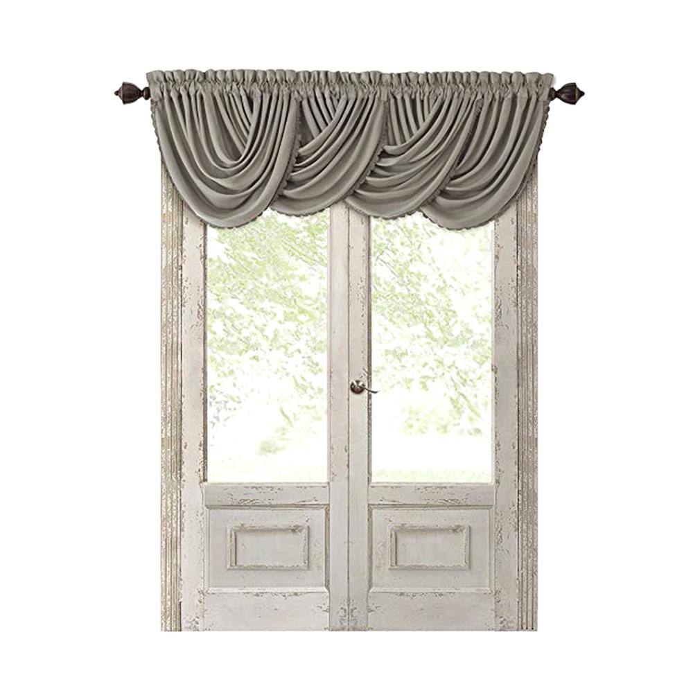 Elegant Gray Polyester Waterfall Rod Pocket Valance