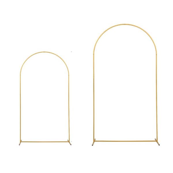 Justincity Metal Arch Backdrop Stand Set Gold (7.2 ft.+6 ft.) with Cover for Wedding Birthday Baby Shower Party Decoration