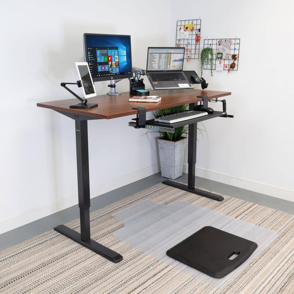 ErgoFlex Hand Crank Adjustable Sit-Stand Desk in Black and Brown