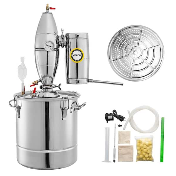 Moonshine Still Distiller Stainless Steel Water Distiller Copper Tube Alcohol Distiller Built-in Thermometer 8Gal 30L Water Distiller Wine Making Kits for Home Brewing DIY Whisky Wine Brandy