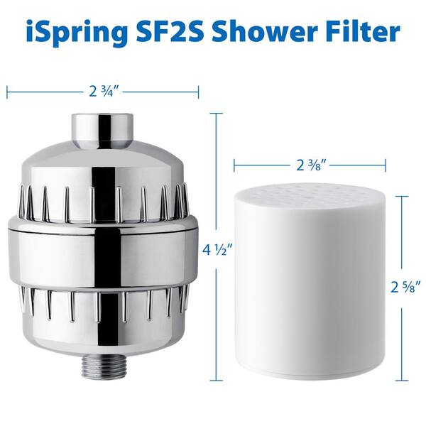 Ispring 15 Stage High Output Universal Shower Filter Water Filtration System With Replaceable Cartridge In Chrome Sf2s The Home Depot
