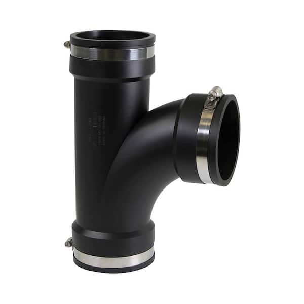 PLUMBFLEX 3 in. PVC Flexible Tee Coupling with Stainless Steel Clamps