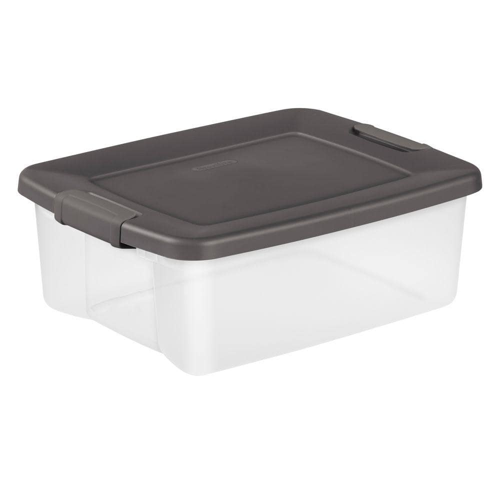 Sterilite 25 Qt. Storage Tote in Flat Gray 19363V06 The Home Depot
