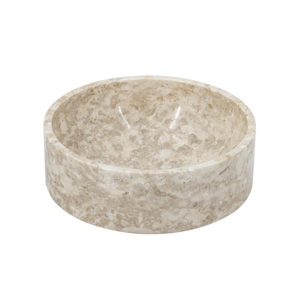 Beige Round Marble 9.4 in. Decorative Bowl