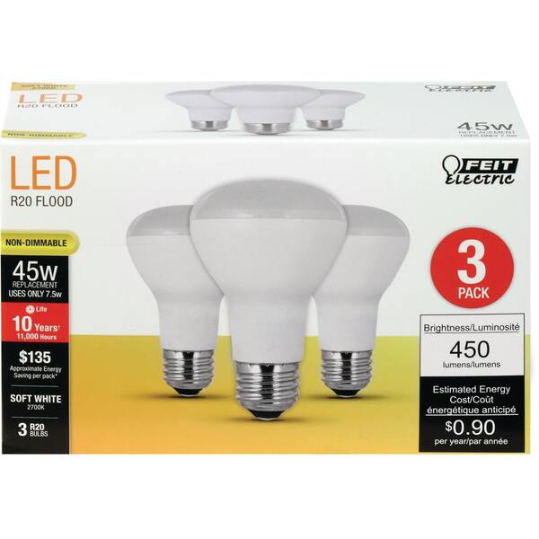 Pack Of 8 45R20/FL E26 Medium Base 45 Watt R20 320 Lumen Flood Light Bulb H&PC-72062 Pack Of 8 45R20/FL E26 Medium Base 45 Watt R20 320 Lumen Flood Light Bulb H&PC-72062