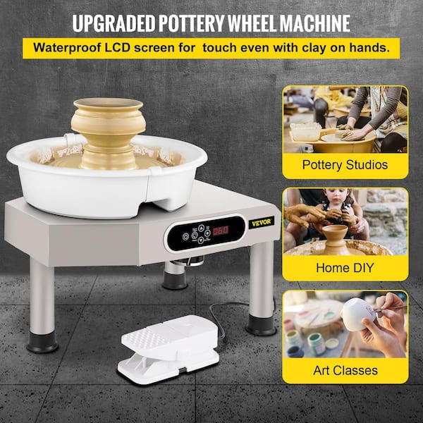 VEVOR 14 in. White Pottery Wheel 450-Watt Electric Ceramic Work Clay  Forming Machine for Adult with Foot Pedal and ABS Basin TYLPJ14YCTYLPJ001V1  - The Home Depot