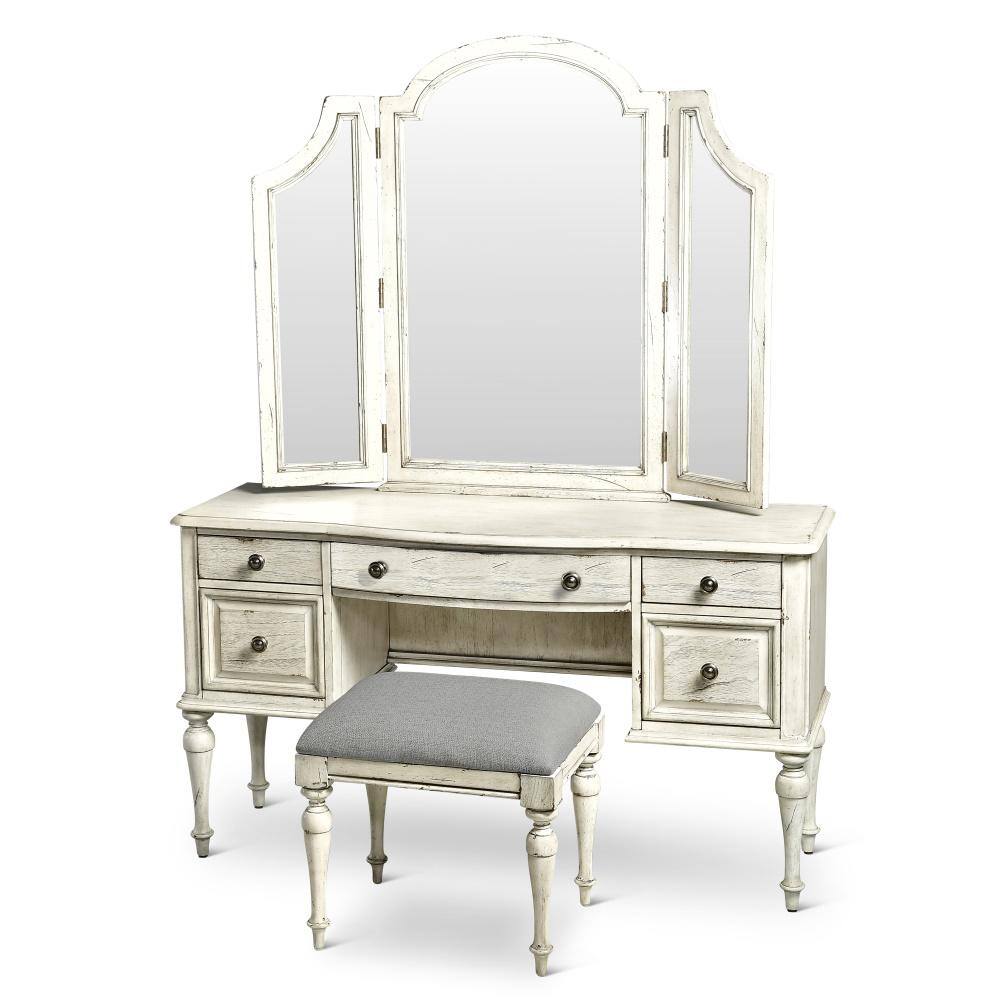 Steve Silver Highland Park Rustic Ivory - Distressed Makeup Vanity Steve Silver Highland Park Rustic Ivory - Distressed Makeup Vanity