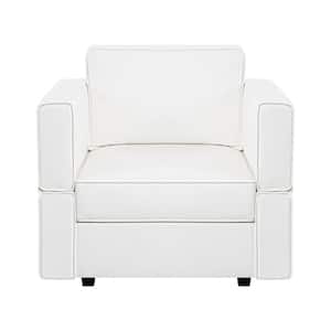 35.82 in. Faux Leather Accent Chair Streamlined Comfort for Your Sectional Sofa in White